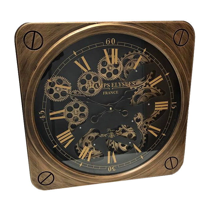 Borough Wharf Mccollum Brass Effect Mechanical Moving Gear Skeleton